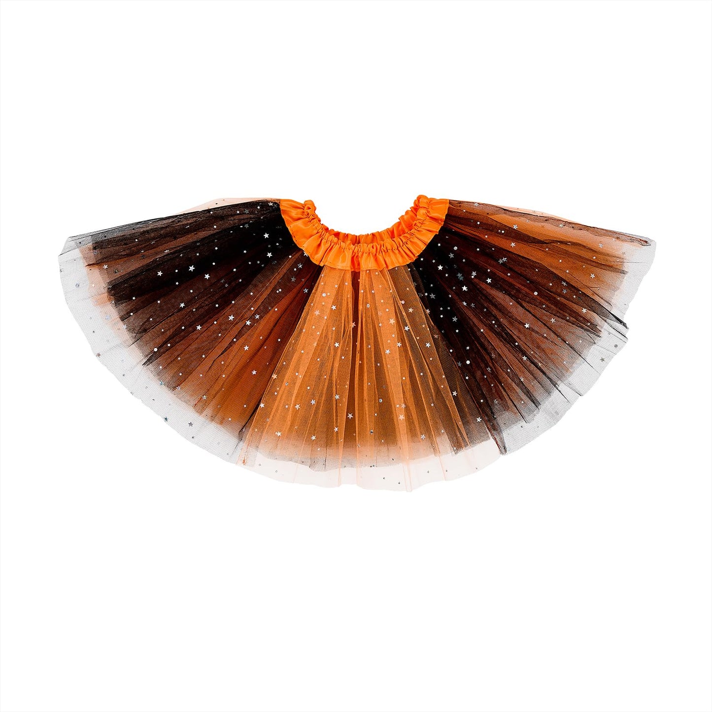 Tutu Skirt Girls 3 Layers Sparkle Tulle Skirt Ballet Princess Dance Dress for Toddler Girls Black and Orange