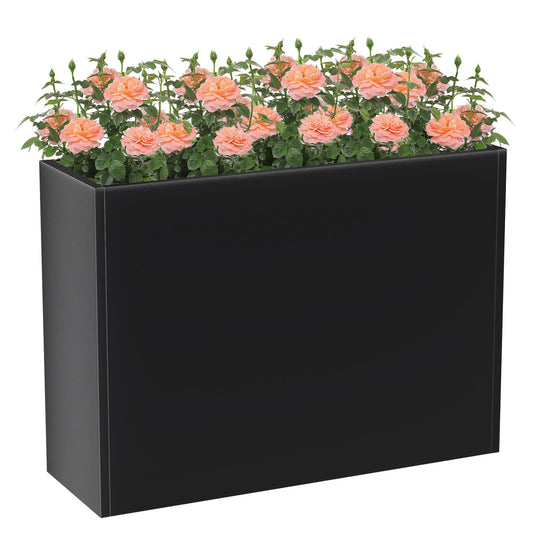 Baotree Metal Large Planter Box 30" L x 12" W x 24" H, Heavy Duty Tall Rectangle Outdoor Planter Box with Removable Insert Shelves for Porch, Garden, Patio, Yard (Black)