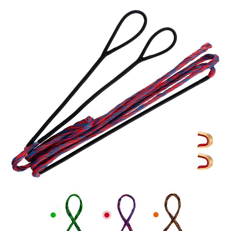 Deerseeker Archery Bowstring Set with 2 Nocking Points Dacron Recurve Bow String Replacement 12, 14, 16 Strands for Traditional Longbow Bow Shooting 48-70 inches（Red, 1pcs）