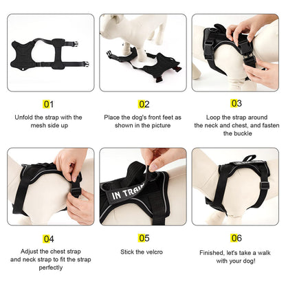 Demigreat Service Dog Harness, Reflective Dog Vest Harness with 5 PCS Patches, Adjustable Soft Oxford Pet Harness, Inner Layer Mesh, Easy to Control for Dogs