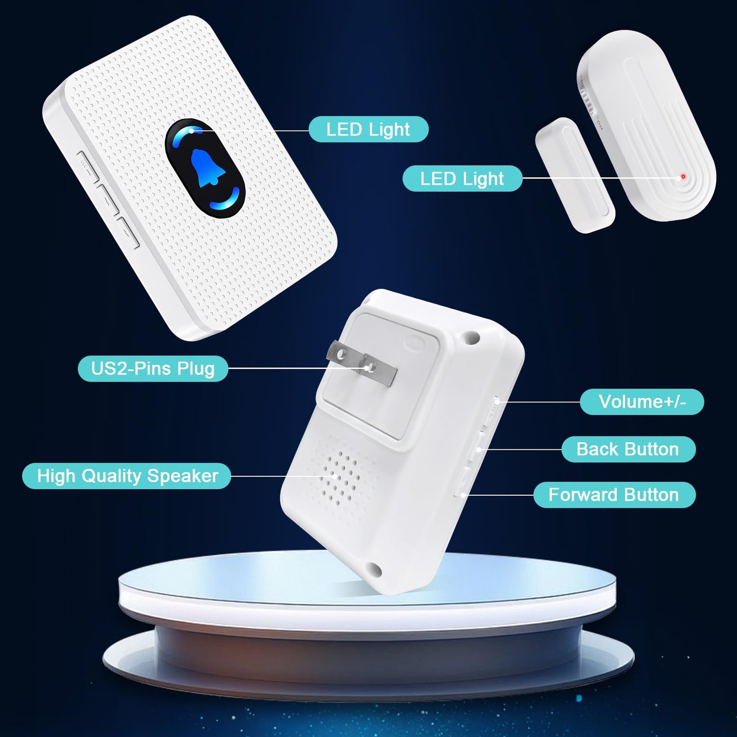 Daytech Wireless Door Chime, Door Dinger for Business Entry/Store/Home/Office, Door Alarms When Opened with 800 Ft Range,20 Chimes 5 Adjustable Volume 2 Sensors + 2 Receivers