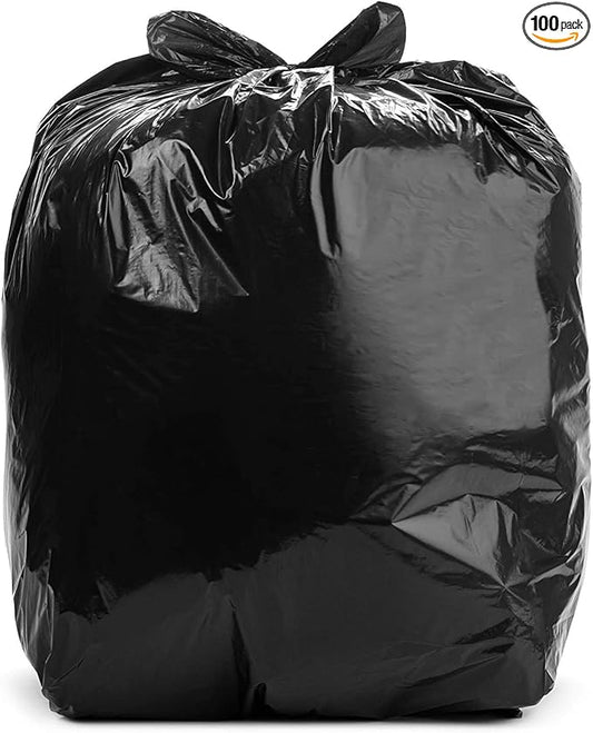 Aluf Plastics 44 Gallon 1.5 MIL Black Heavy Duty Trash Bags