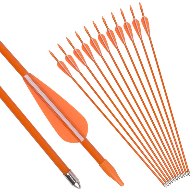 NIKA ARCHERY Fiberglass Arrows Youth Kids Practise Recurve Bows Compound Bow Shooting 12 pcs 24 inch Shafts