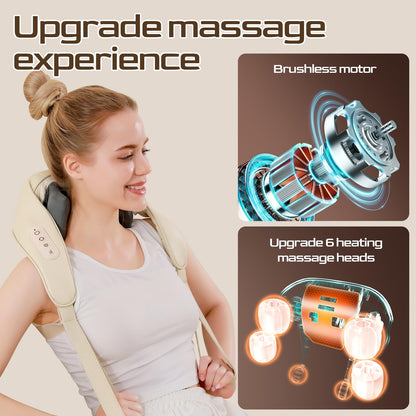 Neck Massager Roller with Heat Shiatsu Deep Tissue Kneading Massager Neck and Back Massager Gift for Mom Dad Christmas Black