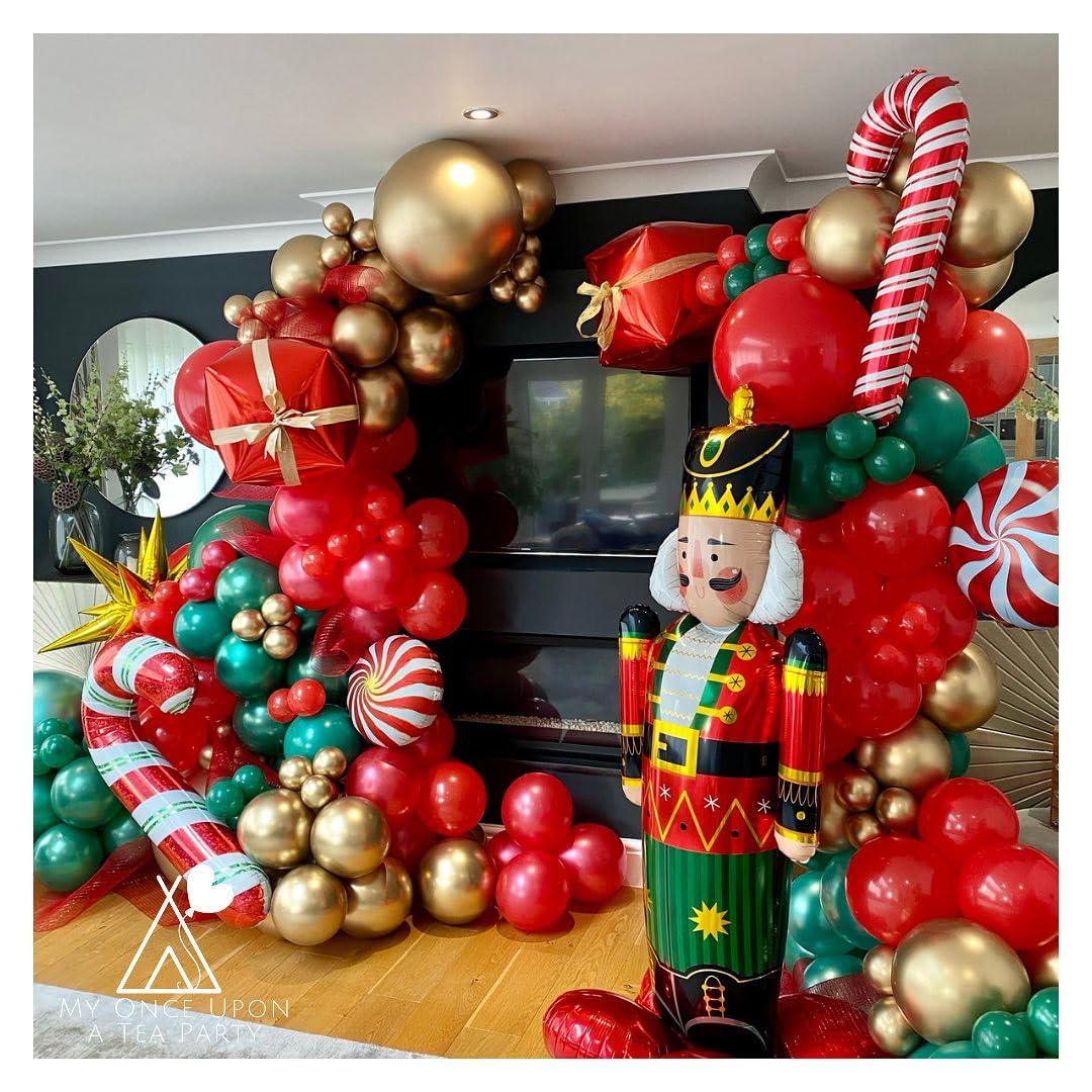 Christmas Balloons, 50pcs 12 inch Red Green Gold Latex Balloons for Christmas Party Decorations