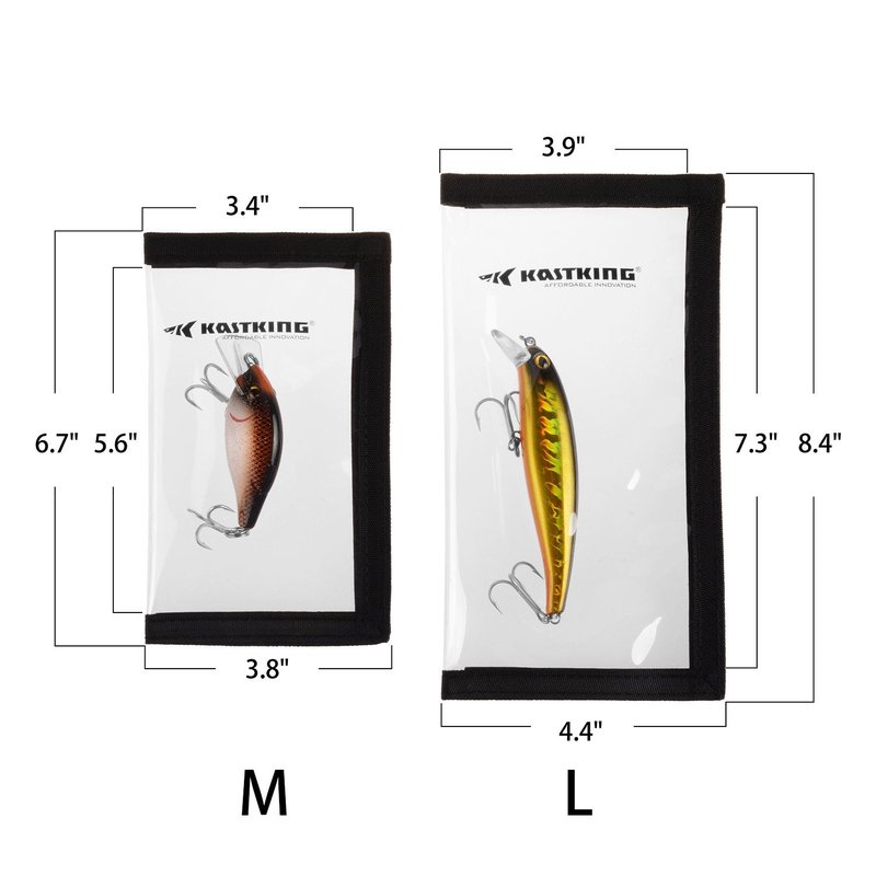 KastKing Madbite Lure Wraps, Available in Two Sizes, Keeps Lures Safe, Durable & Clear PVC, Easily See Lures, Easy Open and Close Hook & Loop System, Great Value, Includes 4 Lure Wraps