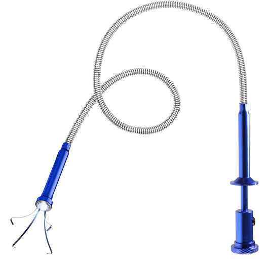 Magnetic Flexible Claw Grabber Pickup Tool with Bright LED Light, 28" Long Retractable 4-Finger Gripper & 5LB Strong Magnet Pick Up Stick, Drain Snake Reacher for Auto Mechanics, Plumbers & DIYers