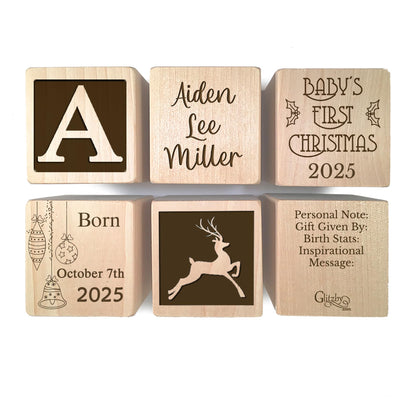 Baby’s First Christmas Ornament 2025 – Personalized Wooden Keepsake Block with Name & Year – Custom Engraved for Newborn Boy or Girl