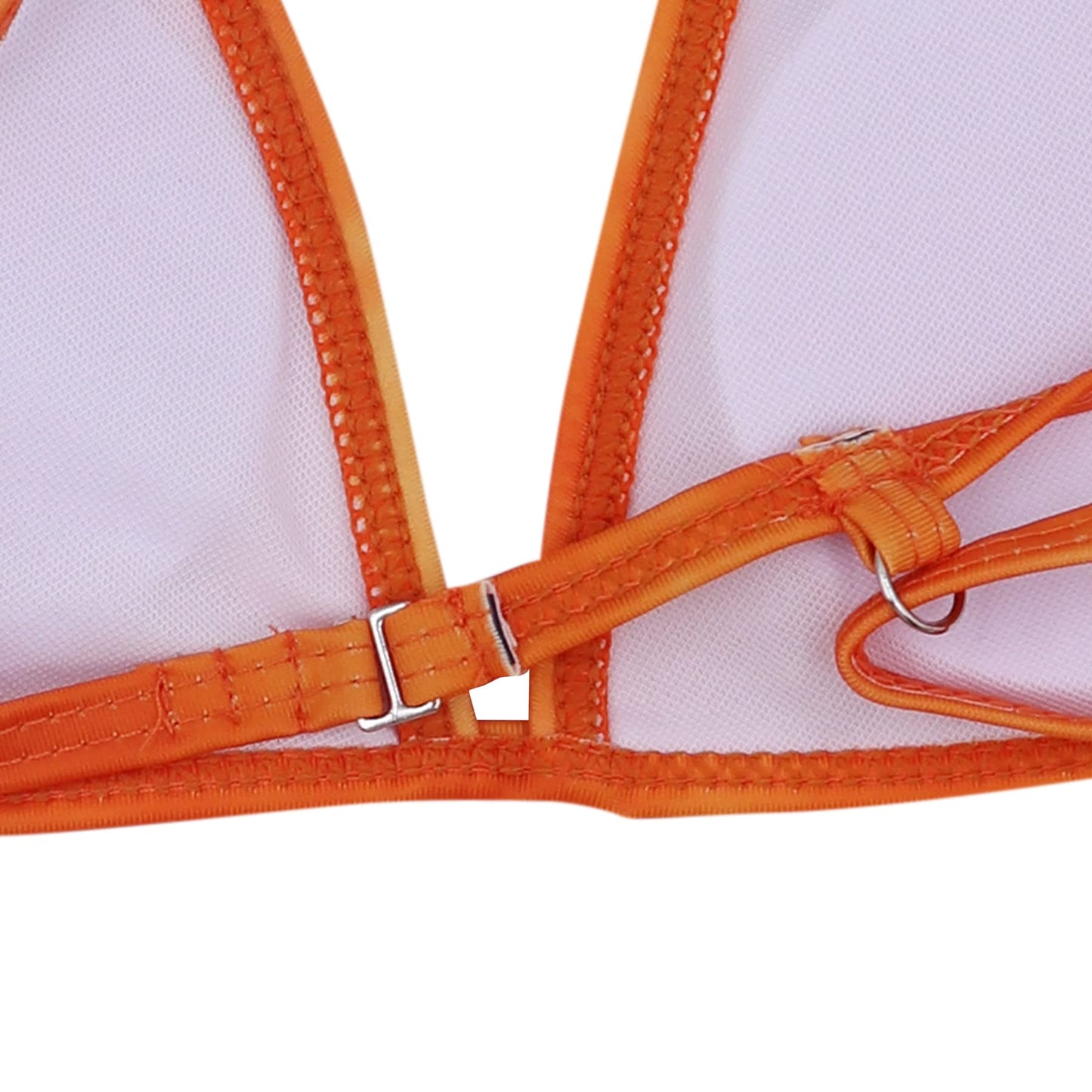 ANKOMINA Women Gothic Skull Letter Printed Two Piece Swimsuit High Cut Triangle Bikini Set for Rave Party Festival Halloween Orange