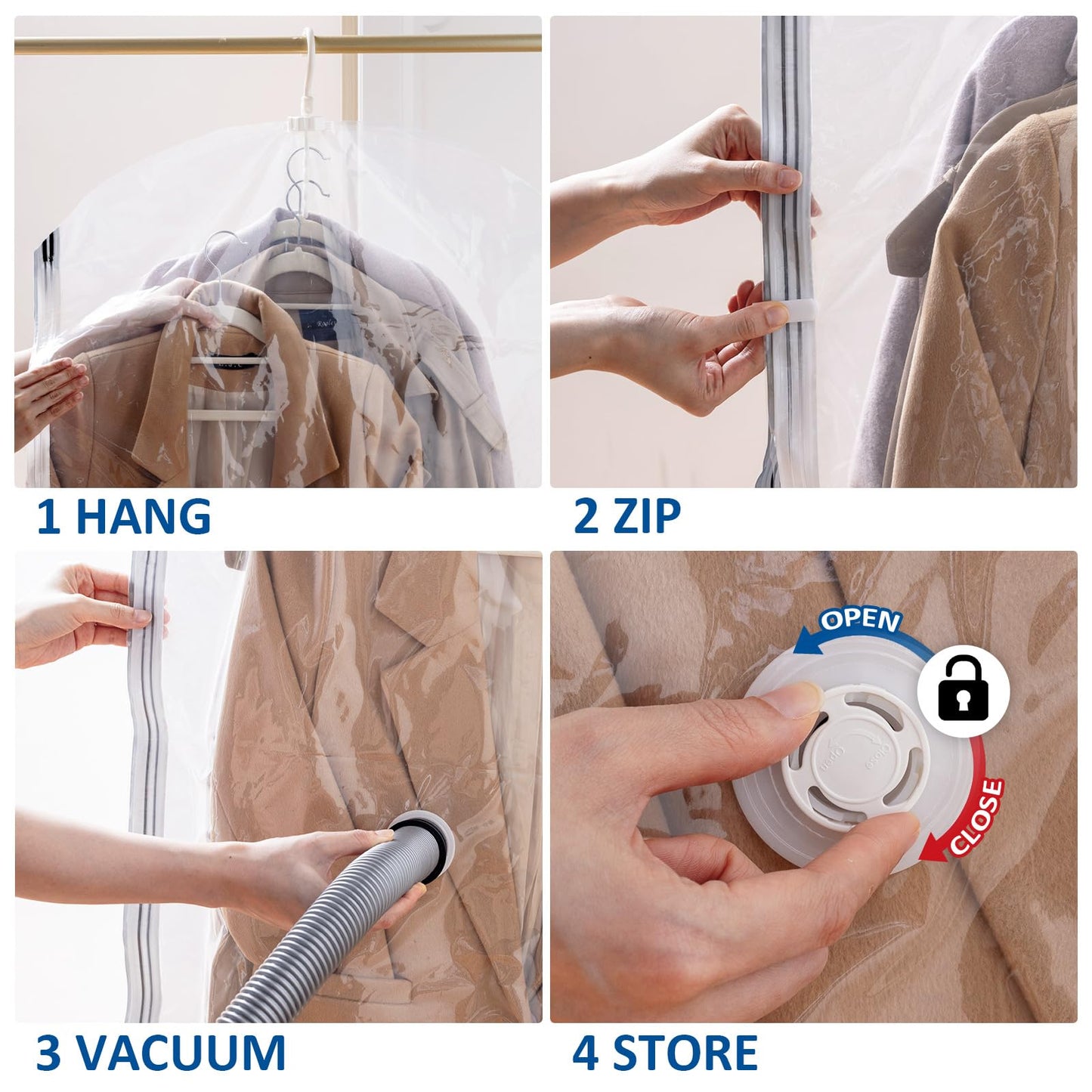 Hanging Vacuum Storage Bags, 6 Pack Large Hanging Vacuum Seal Bags for Clothing, Space Saver for Clothes, Suits, Dress, Jackets, Closet Organizer for Moving Supplies(53.1x27.6 in)