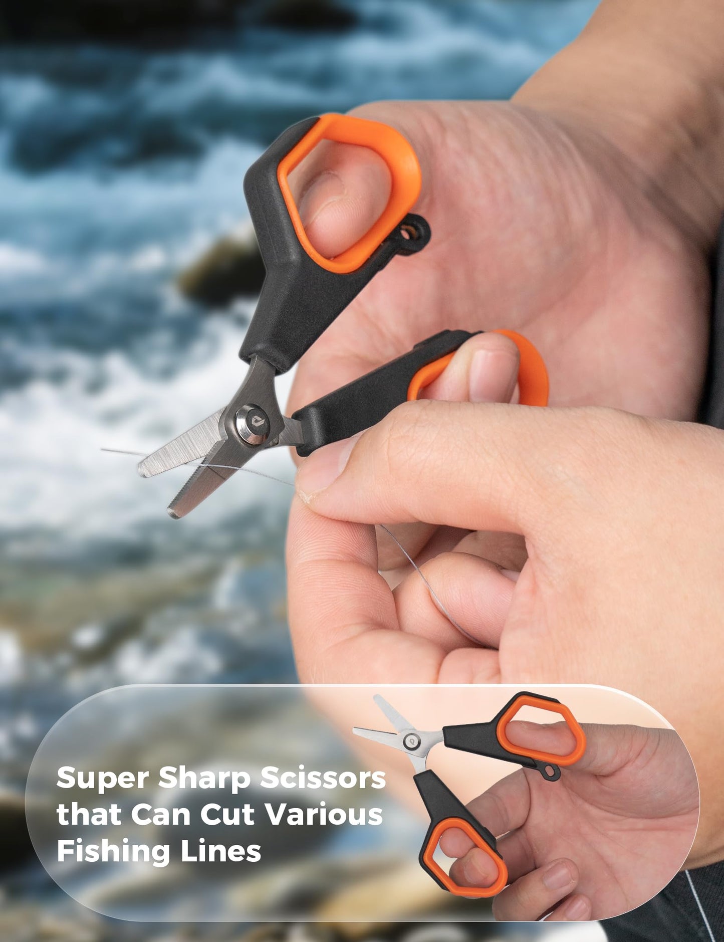 pullther fishing Fishing Tools Kit, 9" Fishing Pliers,3.9" Fishing Scissors, Fishing Line Cutter for Braided Fishing Line,Fishing Gear with Lanyard