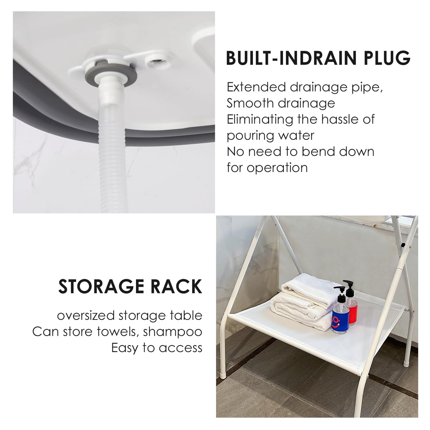 BEBEROAD PETS 2 in 1 Dog Bath Tub Dog Washing Station for Bathing and Grooming, Elevated Collapsible Foldable Portable Shower Bathtub for Small Dogs Cats Pet, Indoor and Outdoor