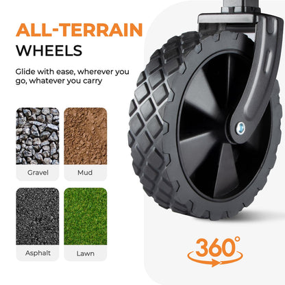 Collapsible Wagon 220 lbs, Heavy Duty Wagon Carts Foldable, Portable Wagons for Groceries, Beach Cart with All-Terrain Wheels & Drink Holders, Utility Wagon for Shopping, Sports, Camping, Black