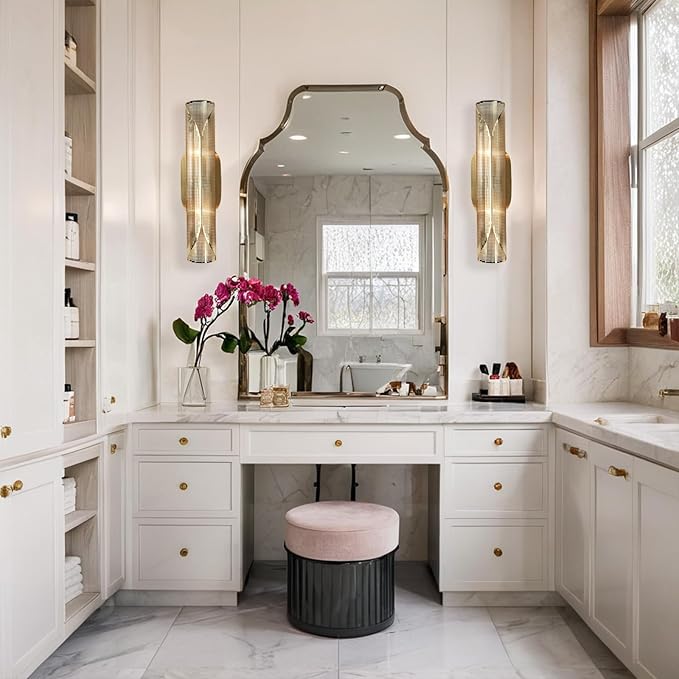 Modern Curved Sconce, Curved Metal Wall Light, Brushed Brass Vanity Light Beside/Over Mirror, Wall Sconce for Living Room, Bedroom