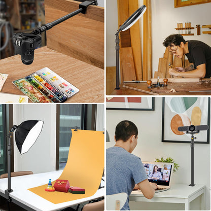 Camera Desk Mount Webcam Stand with 360° Ball Head, Adjustable Table Light Stand 14"-33", Tabletop C Clamp for DSLR Camera, Ring Light, Live Streaming, Photo Video Studios