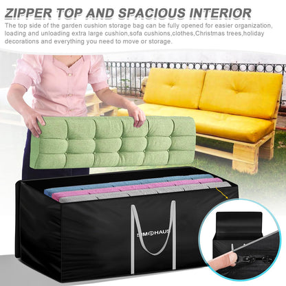SIMPHAUS Storage Bags for Garden Cushions,Garden Furniture Cushion Storage Bag for Camping Mattress Blanket,Christmas Tree Storage Bag with Carry Handle,Anti UV 420D Oxford Fabric 150x60x80cm