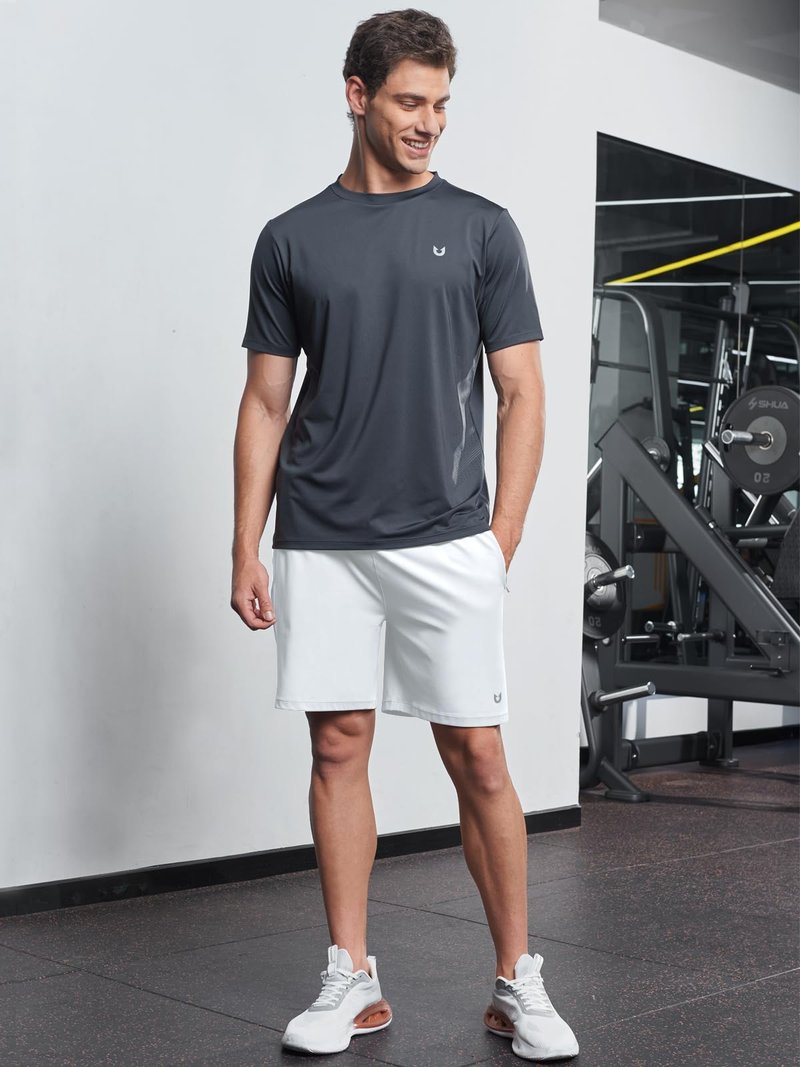NORTHYARD Men's 7" Gym Shorts Knit Athletic Tennis Shorts for Men with Zipper Pockets for Workout Athletic Training Black 2XL