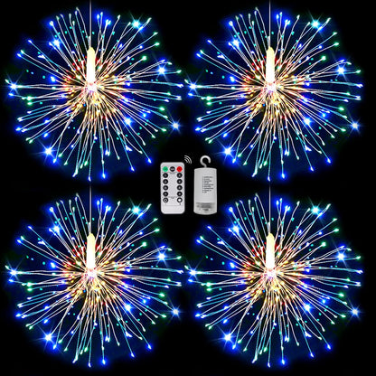 Techip 4PCS 120LED String Lights LED Copper Wire Battery Operated Hanging Fairy Lights with Remote Timer Wedding Christmas Decorative Hanging Lights for Party Patio Garden Bedroom Indoor Outdoor