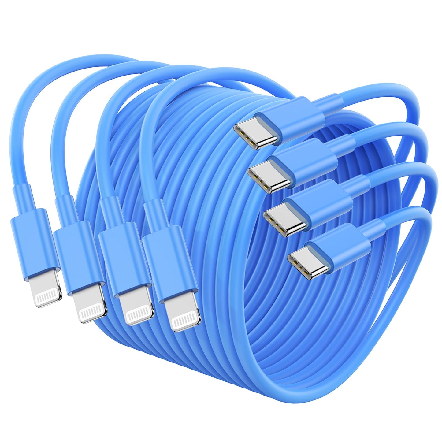 4Pack USB C to Lightning Cable 6FT, Fast Charging Cord for iPhone 14, Replacement for Apple Original Charger Cable for iPhone 14 13 12 11 Pro 11 XS MAX XR 8 7 6s Plus
