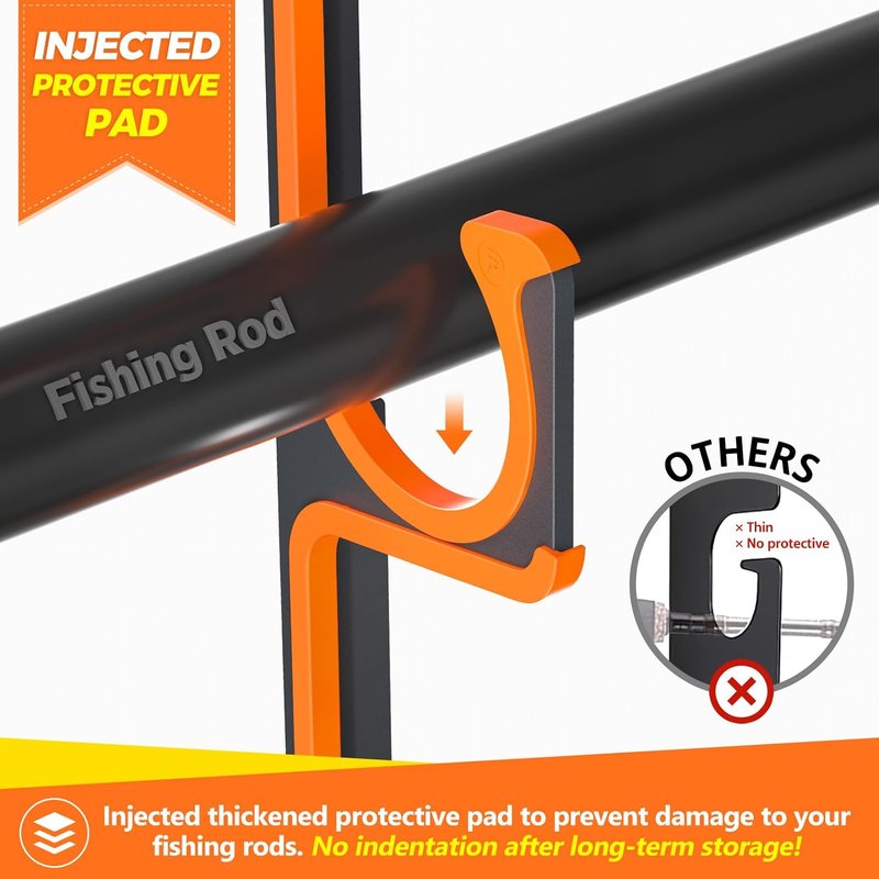 Plusinno Fishing Rod Holder - Horizontal Wall & Ceiling Mount | Aviation Aluminum, Holds Up to 20 Rods