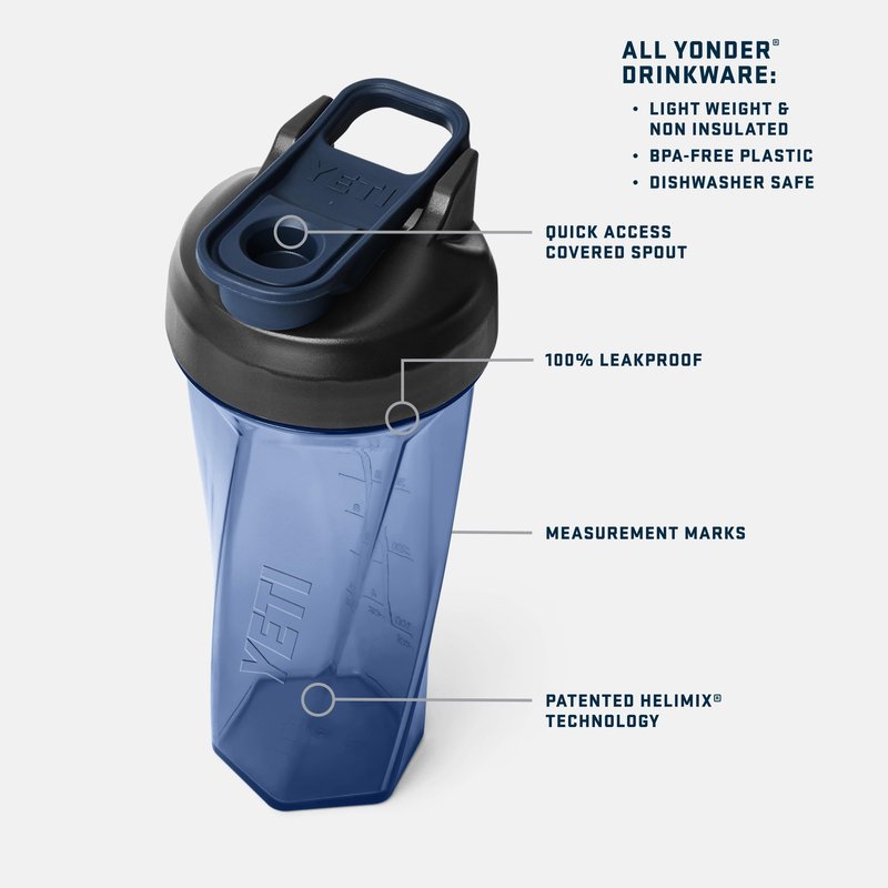 YETI Yonder Helimix Vortex Blender Shaker Bottle Holds up to 27oz | No Blending Ball or Whisk | USA Made | Portable Pre Workout Whey Protein Drink Shaker Cup | Dishwasher Safe, Rescue Red