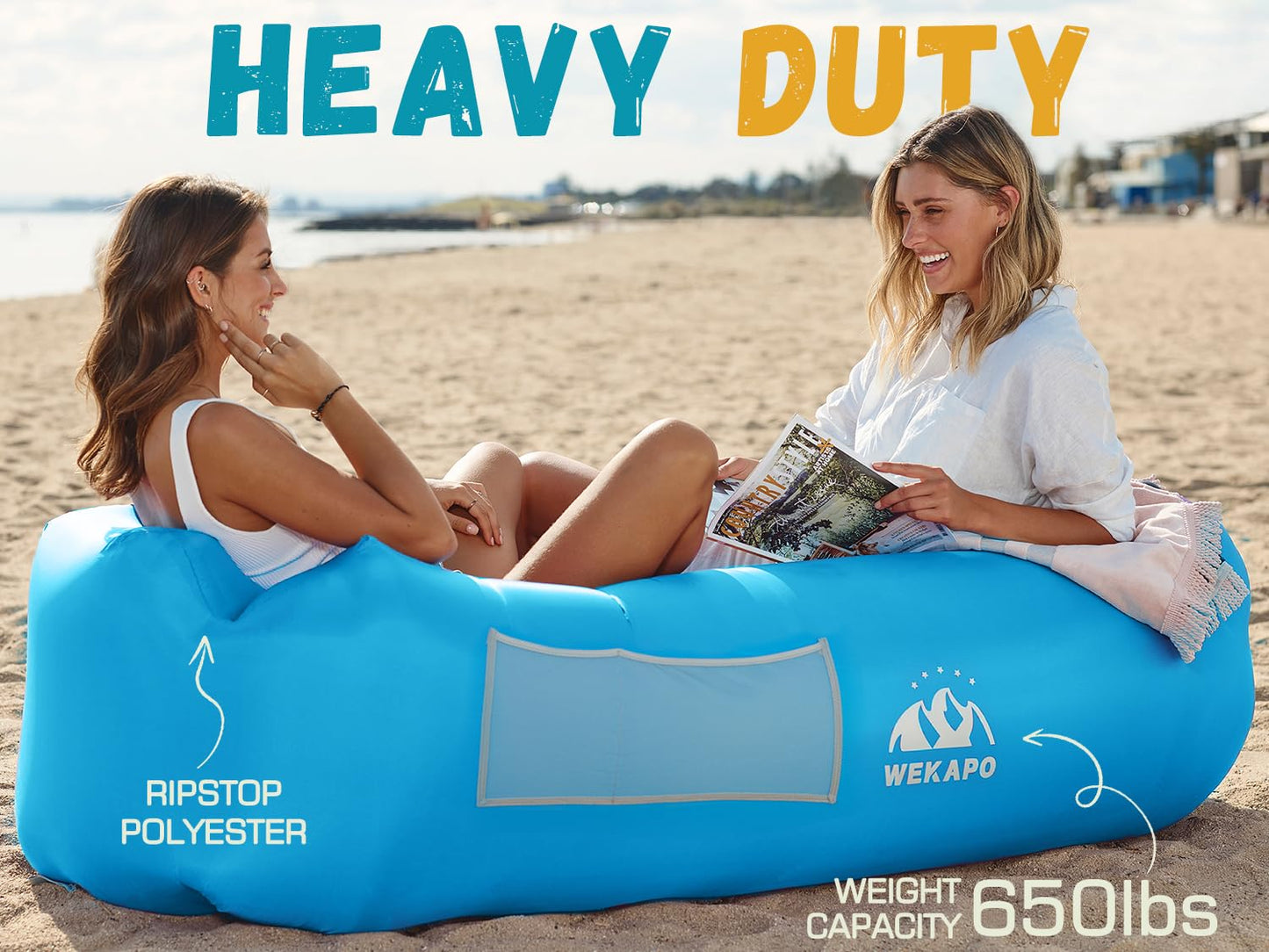 WEKAPO Inflatable Lounger Air Sofa Hammock-Portable,Water Proof& Anti-Air Leaking Design-Ideal Couch for Backyard Lakeside Beach Traveling Camping Picnics & Music Festivals
