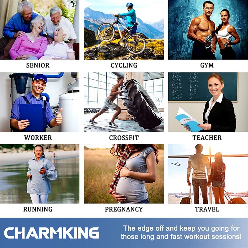 CHARMKING Compression Socks for Women & Men (8 Pairs) 15-20 mmHg Graduated Copper Support Calf Socks are Best for Pregnant, Nurses - Boost Performance, Circulation, Knee High Wide Calf(S/M, Multi 17)