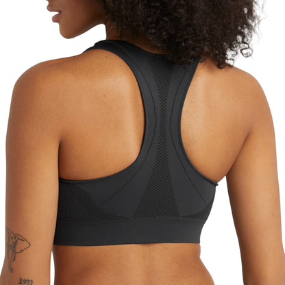Champion Women's The Infinity Racerback Sports Bra, Moderate Support, Seamless, Moisture Wicking, Black, Large