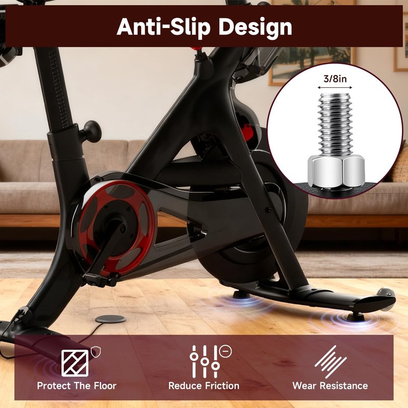 AIYOYOLIFE 4 Pack Exercise Bike Support Foot Pads Compatible with Peloton OG & Plus, Upgrade Stainless 3/8" Leveling Screws Feet Adjustable, Noise Reduction, Anti-Slip Rubber Shock-Absorbing