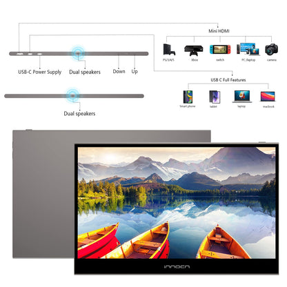 INNOCN 15.6" Portable Monitor OLED Touch Second Screen for Photo Editing with 4K, 100% DCI-P3, 100000:1, 10Bits, USB C External Monitor for Laptop,PC, Phone,Consoles, Brown, PU15 Pre C6