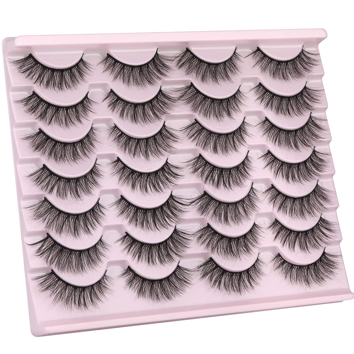 False Eyelashes 14mm Faux 3D Mink Lashes Natural Look Cat Eye Wispy Lashes Pack by Kiromiro, 14 Pairs
