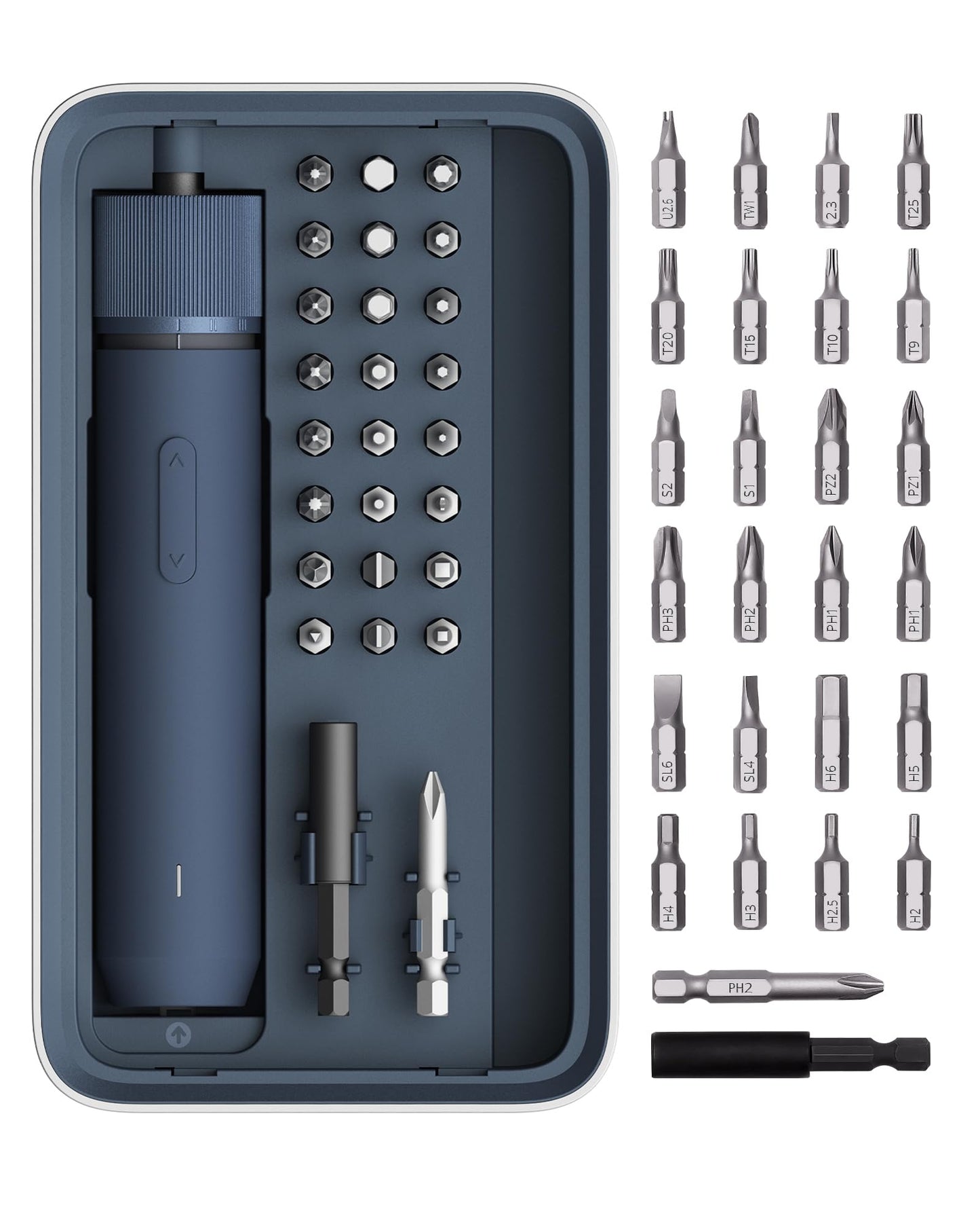 HOTO Electric Screwdriver Kit, 25-Piece Upgraded Bit Set, 3.6V Cordless Screwdriver Rechargeable, Magnetic Case Lid, 3 Torque Settings, 1500mAh Battery, LED Light for Furniture/Electrical Repairs