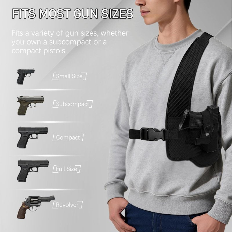 AIKATE Shoulder Holster for 9mm, Gun Shoulder Holster for Men with Magazine Pouch, Universal Chest Holster Fits Subcompact and Compact Pistols for S&W Bodyguard, M&P Shield 9mm, Glock 17, 19, 26, 43