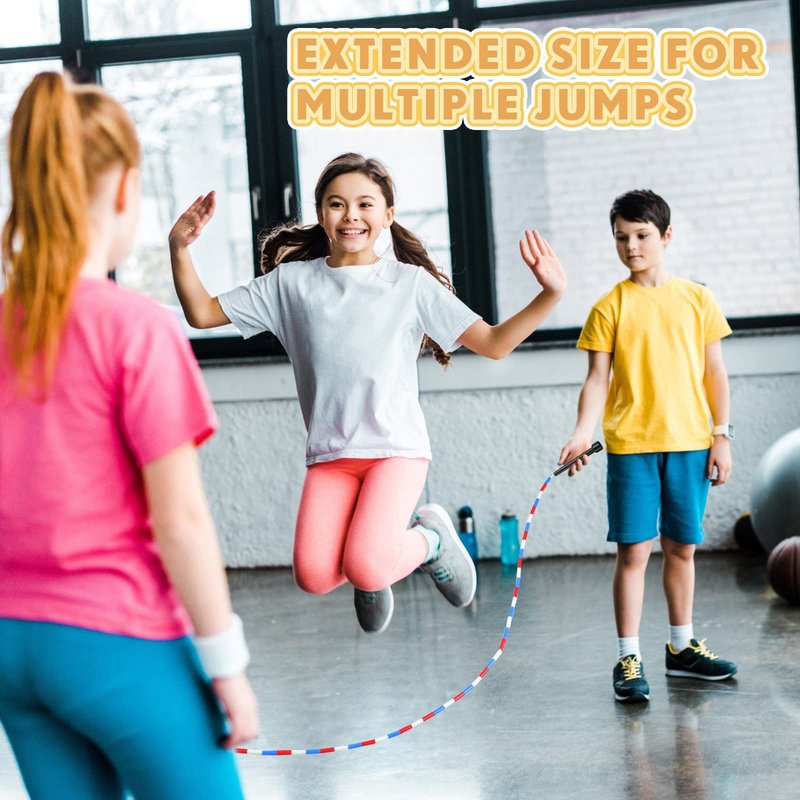 Zubebe 6 Pcs 16-foot Double Dutch Jump Ropes Bulk Segmented Skipping Colorful Beaded Ropes for Kids Adults Fitness Physical Education Gym Class School Sports Outdoor Activities, Red White and Blue