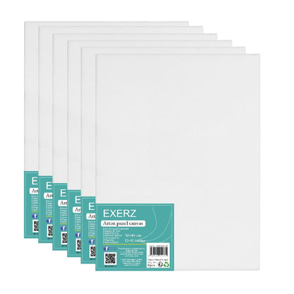Exerz 30x40cm Canvas Panels 3mm 6pcs 280gsm 100% Cotton/Blank Artist Canvas Board/Triple Primed/Acid Free/Medium Grain - Oil & Acrylic Painting for Artists (30x40 cm - 6pcs), E5310-3040-6PK