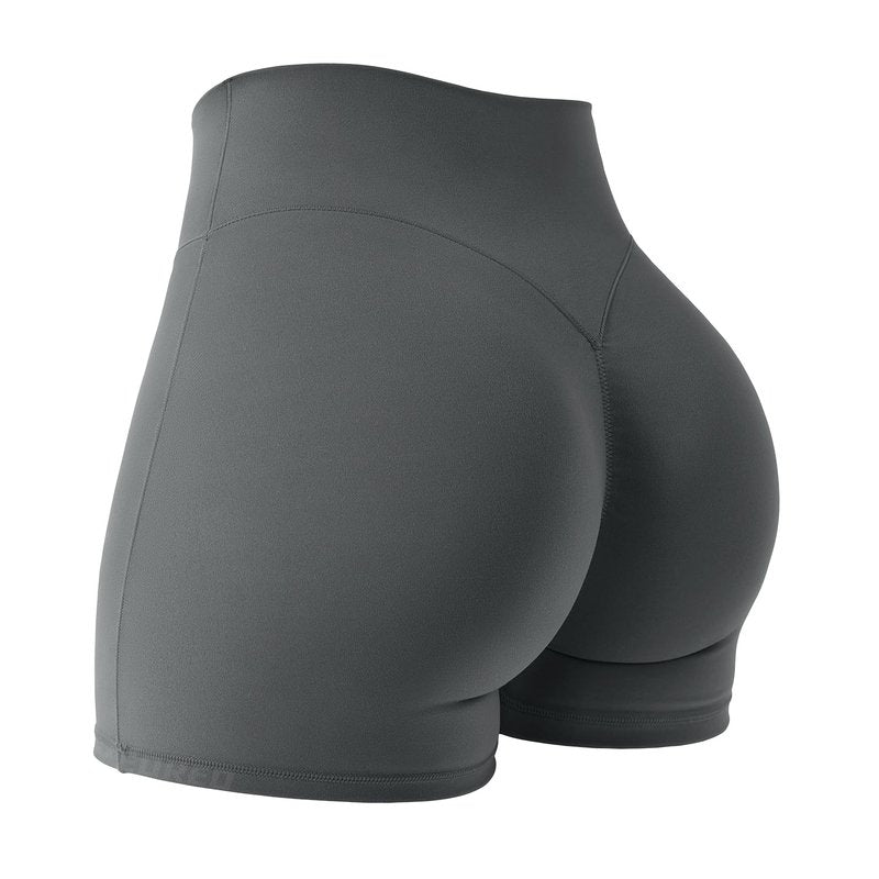 YEOREO SoftHue Women Workout Gym Shorts Impact 4.5" ScrunchHigh Waist Yoga Biker Shorts with Tummy Control Coal-M