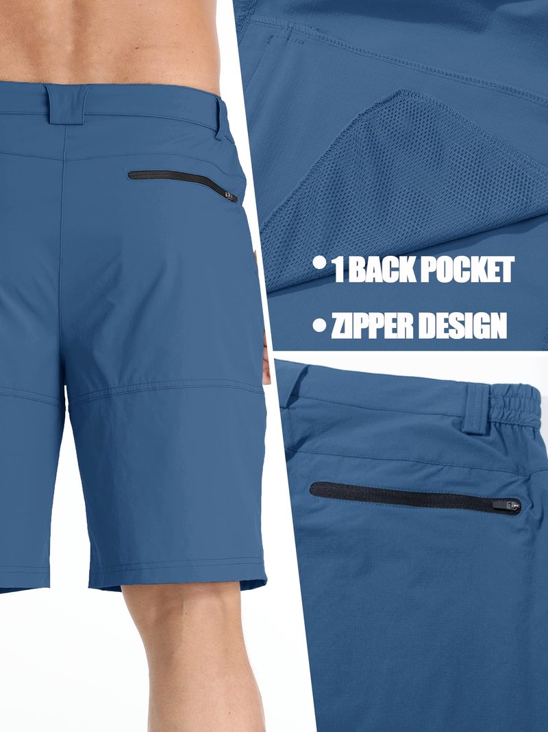 TACVASEN Mens Hiking Cargo Shorts Lightweight Quick Dry Summer Casual Dress Shorts with Zipper Pockets Golf Hiking Work Blue Grey 36