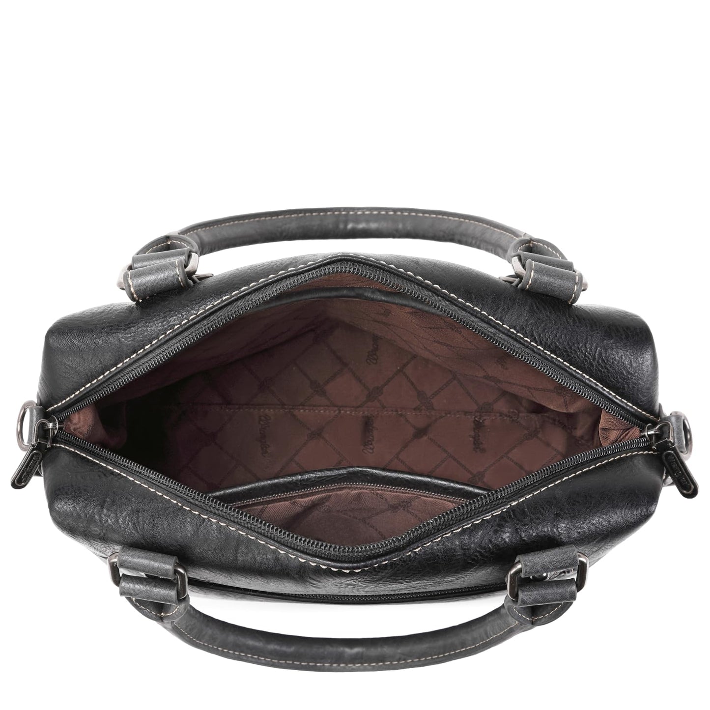 Wrangler Doctor Bag Top Handle Purse Hobo Shoulder Barrel Satchel Handbags for Women, Cannon Black, One Size