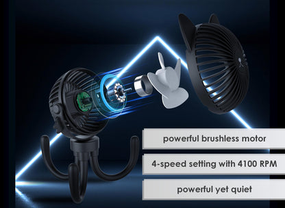 FANimal Portable Stroller Fan for Baby – Rechargeable Handheld & Clip-On USB Fan, Stroller Accessories with Night Light (Pink)