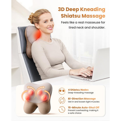 BOB AND BRAD Cordless Back Massager with Heat FSA Eligible HSA Eligible, Shiatsu Neck Massager for Pain Relief Deep Tissue, 3D Kneading Massage Pillow for Pain Relief, Birthday Gifts for Women Men