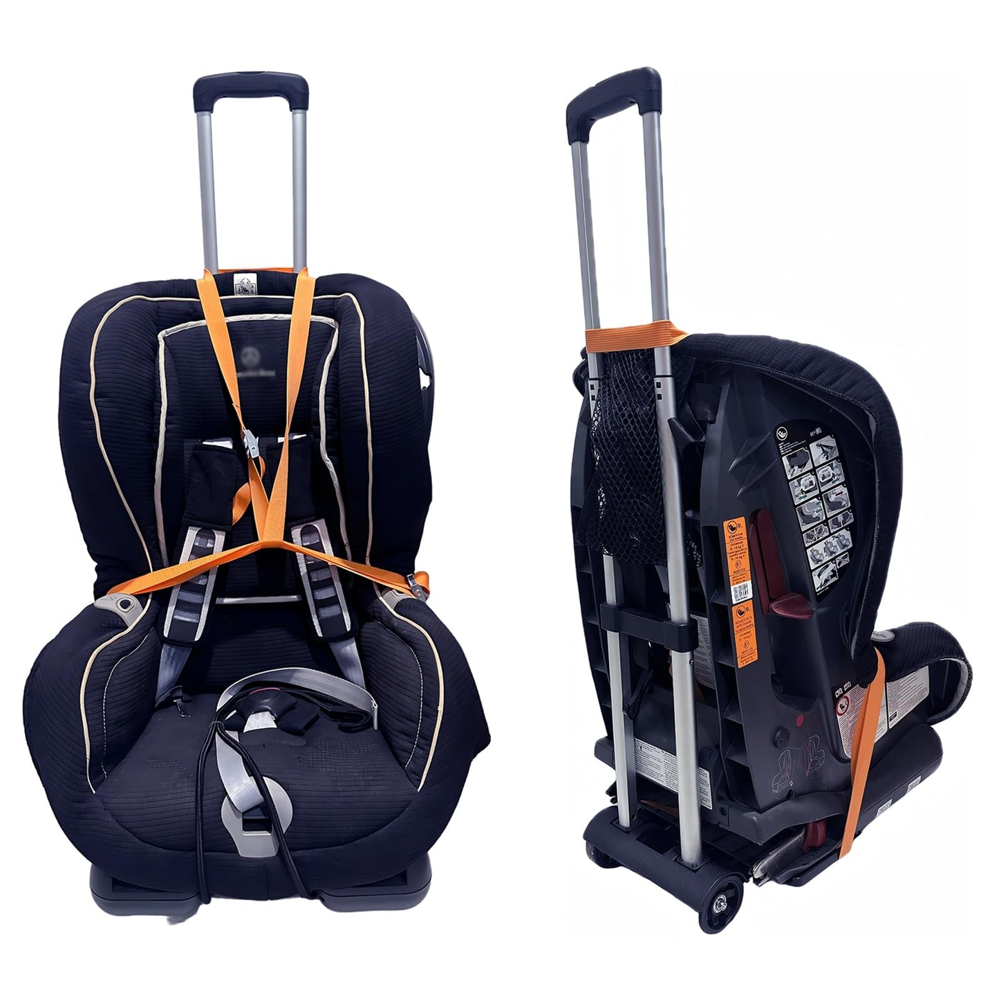 Car Seat Travel Cart for Airport - Carseat Roller for Traveling. Extendable Base Plate, Foldable, storable, and stowable Under Your Airplane seat or Over Head Compartment.