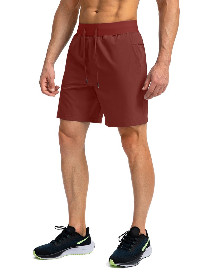 Soothfeel Men's Running Shorts with Zipper Pockets 7 Inch Lightweight Quick Dry Gym Athletic Workout Shorts for Men (Savannah, S)