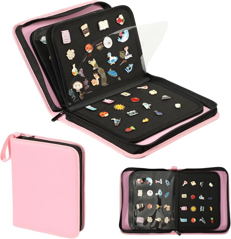 Enamel Pin Display Book - 6-Page Portable Pin Trading Organizer | PU Pink