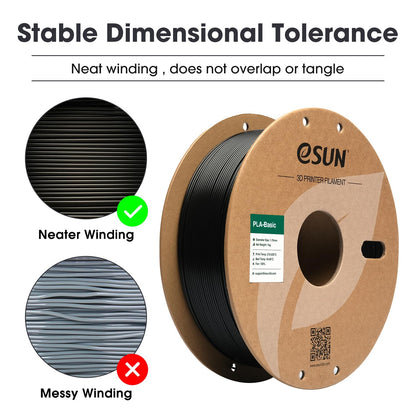 eSUN PLA Filament 1.75mm, PLA Basic Dimensional Accuracy +/- 0.05mm, 1KG Spool (2.2 LBS) Speedy Filament for 3D Printers,Black