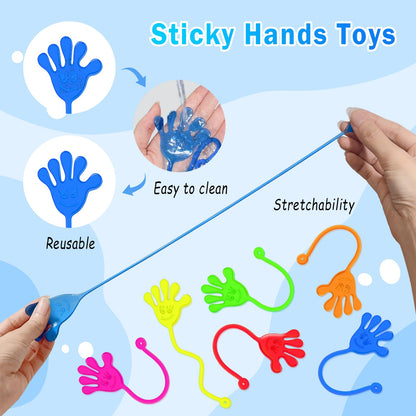 Valentines Sticky Hands Bulk 48PCS Valentines Day Gifts for Kids Classroom Prizes Valentines Party Favors for Kids Stretchy Heart Sticky Hand Toy Valentines Day Goodie Bag Stuffers Kid Party Supplies