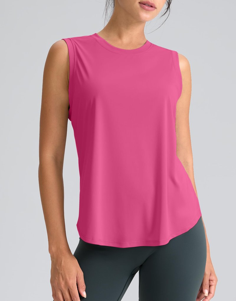 SANTINY Women's Sleeveless Workout Tops Breathable Lightweight Active Tennis Yoga Shirts Athletic Running Tank Tops for Women (Rose_XL)