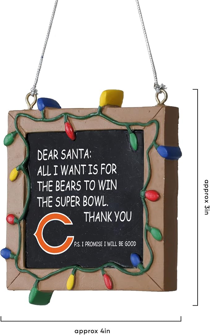NFL Resin Holiday Christmas Chalkboard Sign Ornament