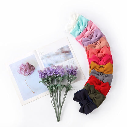 Cinaci 12 Pack Solid Stretchy Nylon Headbands with Big Bow Hair Accessories Wide Headwraps for Baby Girls Infants Toddlers Kids