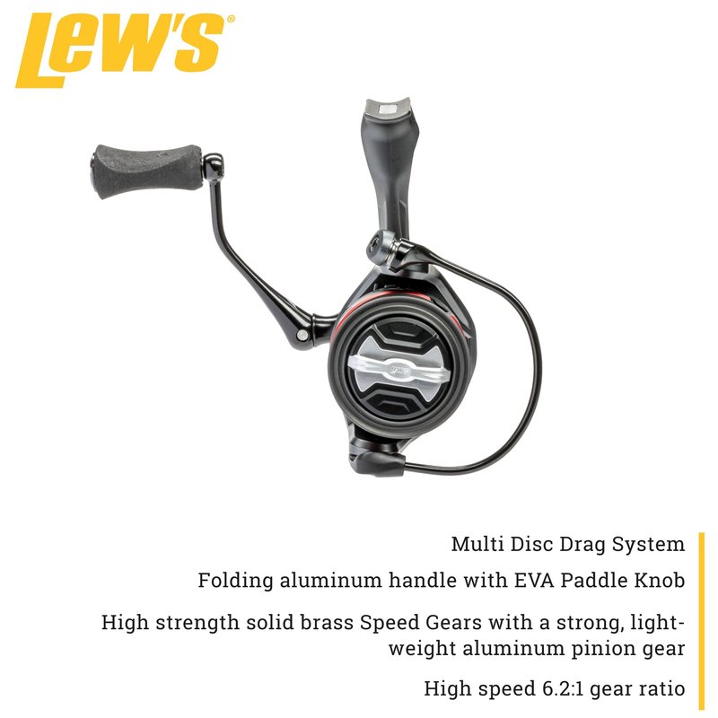Lew’s Speed Spin CRX Spinning Fishing Reel, Size 300 Reel, 9+1 Bearings, 6.2:1 Gear Ratio, Graphite Frame and Sideplate, Solid Brass Speed Gears