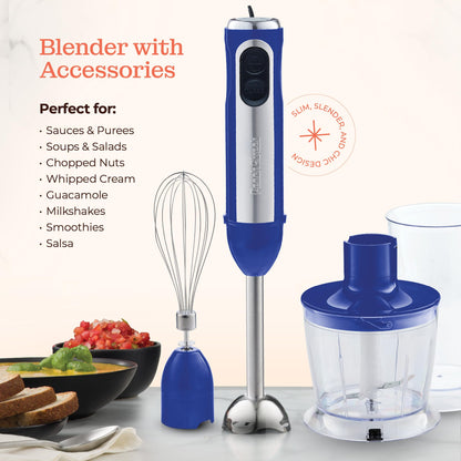 Powerful Immersion Blender, Electric Hand Blender 500 Watt with Turbo Mode, Detachable Base. Handheld Kitchen Gadget Blender Stick for Soup, Smoothie, Puree, Baby Food, 304 Stainless Steel Blades